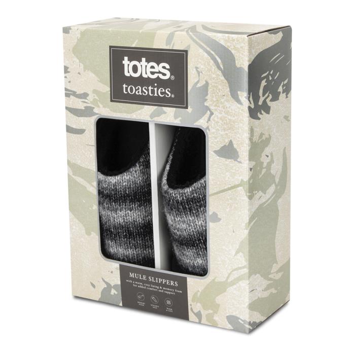 totes toasties® Mens Knitted Ombre Mule Slipper Grey Extra Image 1